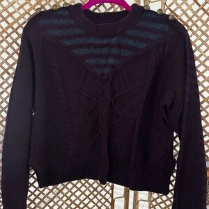 Elegant Dark Purple Cable Knit Sweater